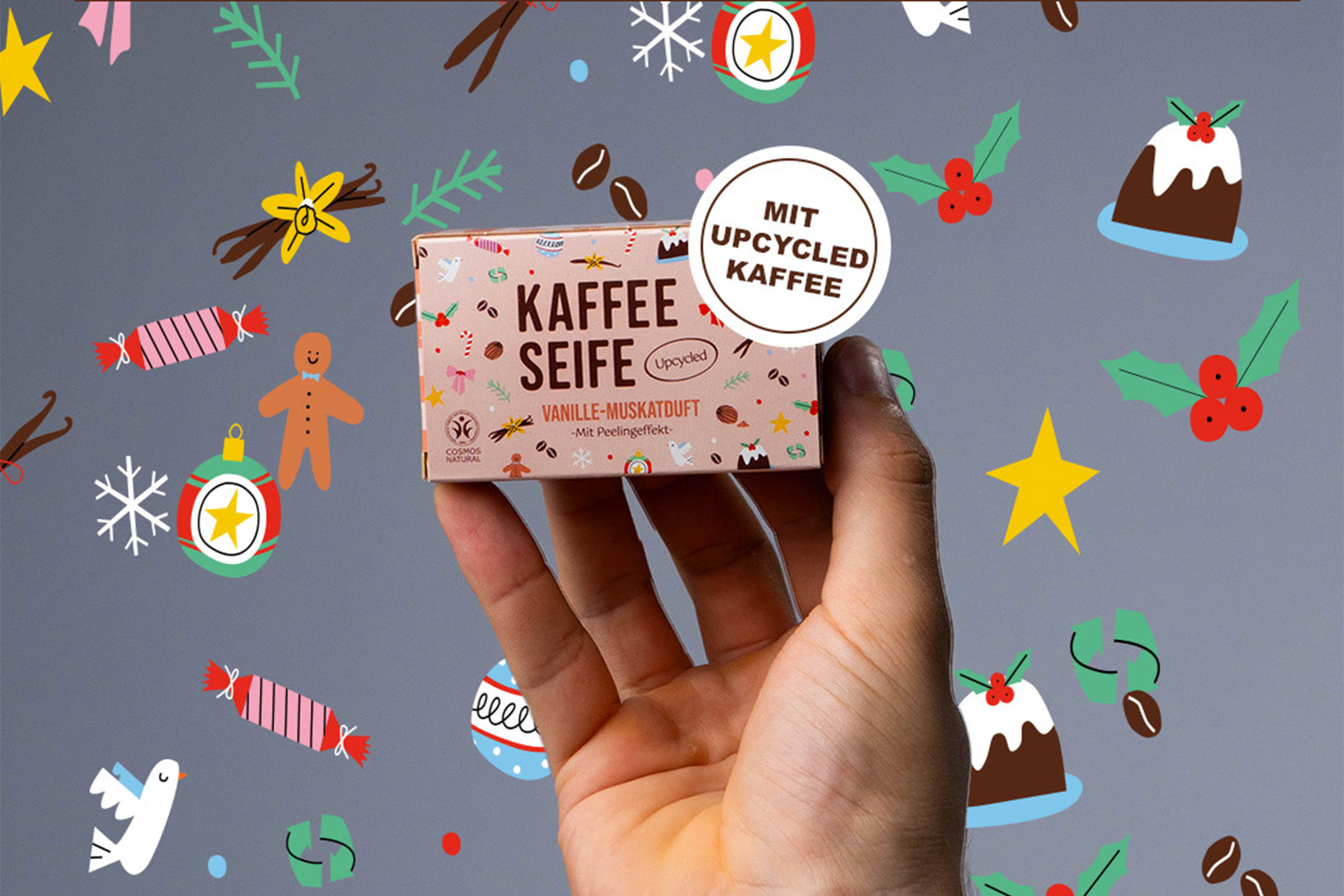 NEU I Weihnachtsseife Vanille-Muskatduft 100g (COSMOS-Zertifiziert)